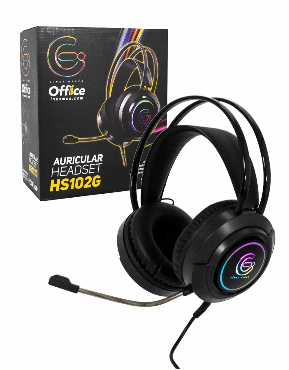 AURICULAR PARA PC GAMER OFFICE HS-102G RGB 3,5+USB